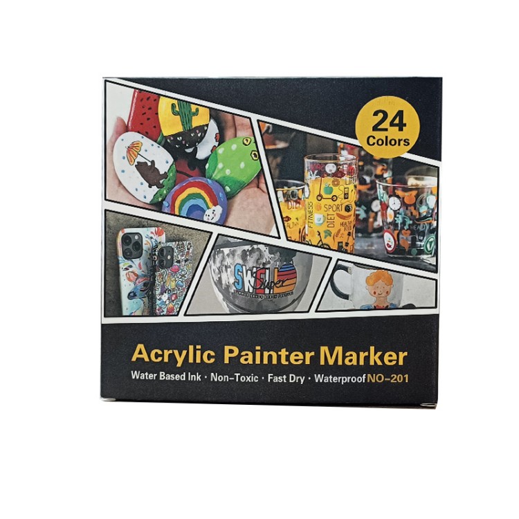 24 Colors Waterproof Acrylic Painter Marker