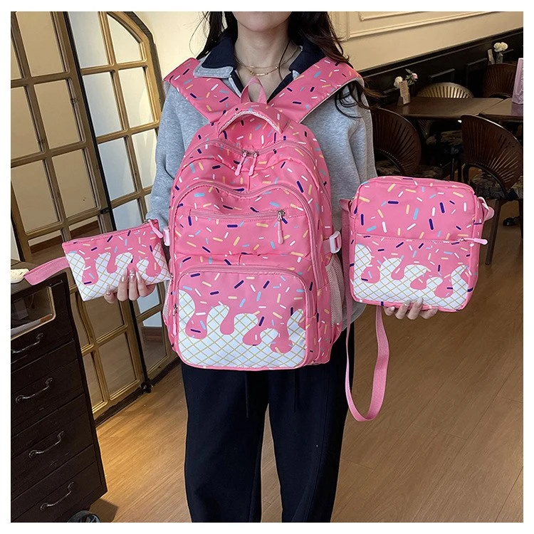 3 Piece Donut Themed Backpack Set