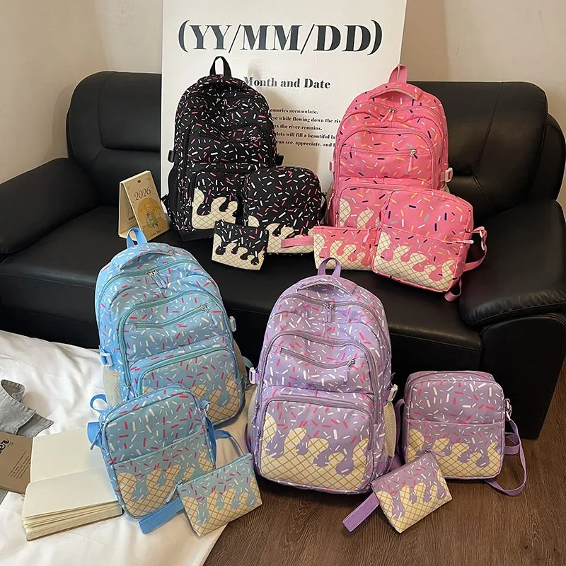 3 Piece Donut Themed Backpack Set
