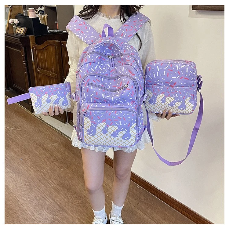 3 Piece Donut Themed Backpack Set