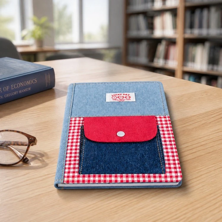 A5 Customizable Denim Covered Ring Bound Notebook