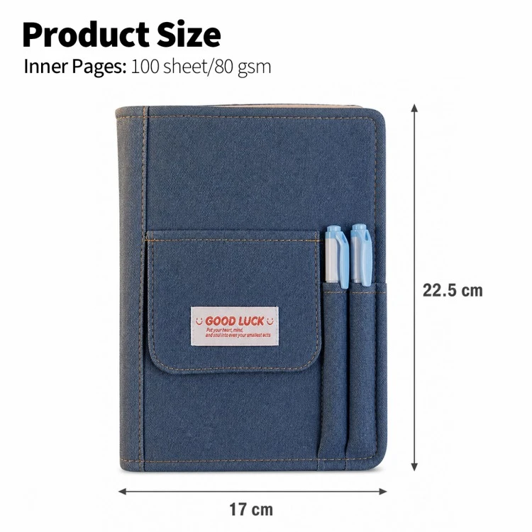A5 Customizable Denim Covered Ring Bound Notebook