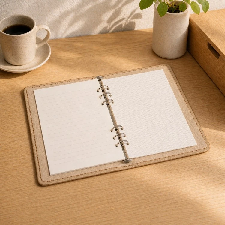 A5 Customizable Denim Covered Ring Bound Notebook