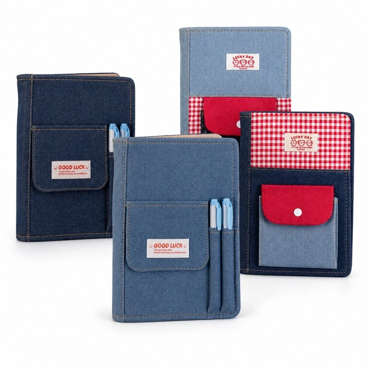 A5 Customizable Denim Covered Ring Bound Notebook
